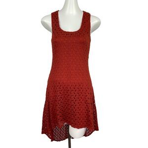 Unbranded Burnt Orange Crochet Overlay Hi Low Hem Dress Women's Sz S